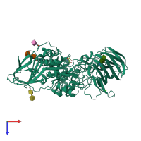 PDB entry 4ufl coloured by chain, top view.