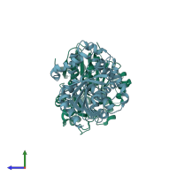 PDB entry 4ufo coloured by chain, side view.