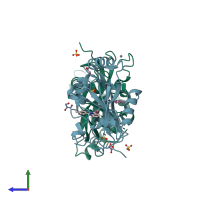PDB entry 4ufy coloured by chain, side view.