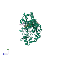 PDB entry 4ugl coloured by chain, side view.