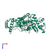 PDB entry 4ugn coloured by chain, top view.