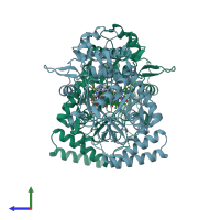 PDB entry 4uh6 coloured by chain, side view.
