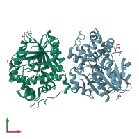 PDB entry 4uhb coloured by chain, front view.