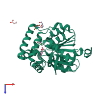 PDB entry 4uhf coloured by chain, top view.