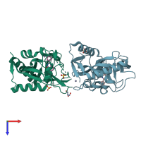PDB entry 4uhg coloured by chain, top view.