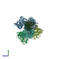 PDB entry 4uhl coloured by chain, side view.