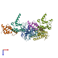 PDB entry 4uhp coloured by chain, top view.