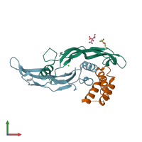 PDB entry 4ui0 coloured by chain, front view.