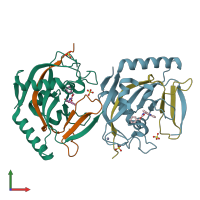 PDB entry 4ui4 coloured by chain, front view.