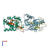 PDB entry 4ui6 coloured by chain, top view.