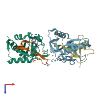 PDB entry 4ui7 coloured by chain, top view.