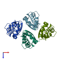 PDB entry 4uij coloured by chain, top view.