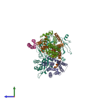 PDB entry 4uis coloured by chain, side view.