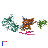 PDB entry 4uis coloured by chain, top view.