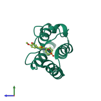 PDB entry 4uiu coloured by chain, side view.