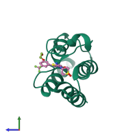 PDB entry 4uiv coloured by chain, side view.