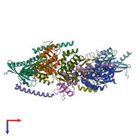 PDB entry 4uj4 coloured by chain, top view.