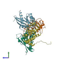 PDB entry 4uj5 coloured by chain, side view.
