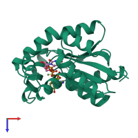 PDB entry 4ukd coloured by chain, top view.
