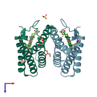PDB entry 4ulv coloured by chain, top view.