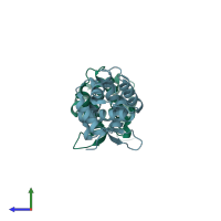 PDB entry 4ulw coloured by chain, side view.