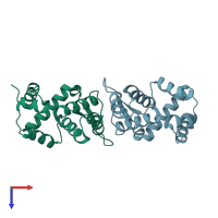 PDB entry 4ulw coloured by chain, top view.