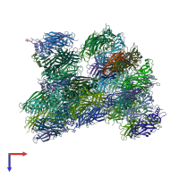 PDB entry 4um3 coloured by chain, top view.