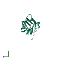PDB entry 4ums coloured by chain, side view.
