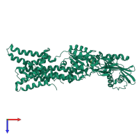 PDB entry 4umv coloured by chain, top view.