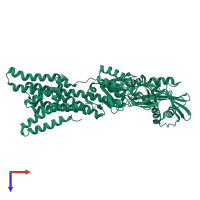 PDB entry 4umw coloured by chain, top view.