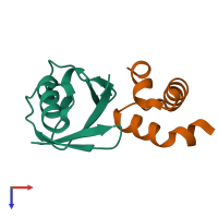PDB entry 4un2 coloured by chain, top view.