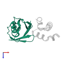 Ubiquitin in PDB entry 4un2, assembly 1, top view.