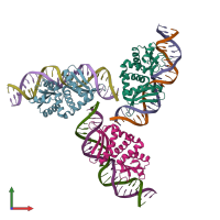 PDB entry 4un7 coloured by chain, front view.