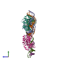 PDB entry 4un8 coloured by chain, side view.
