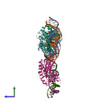 PDB entry 4un9 coloured by chain, side view.