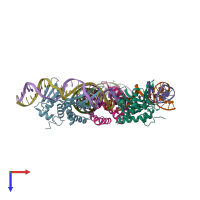 PDB entry 4un9 coloured by chain, top view.