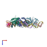 PDB entry 4una coloured by chain, top view.