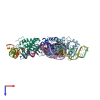 PDB entry 4unb coloured by chain, top view.