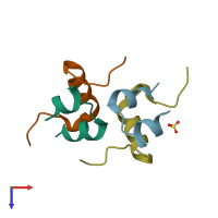 PDB entry 4ung coloured by chain, top view.