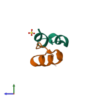 PDB entry 4unh coloured by chain, side view.