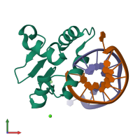 PDB entry 4uno coloured by chain, front view.