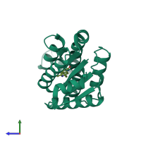 PDB entry 4unp coloured by chain, side view.