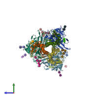 PDB entry 4unx coloured by chain, side view.