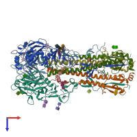 PDB entry 4unx coloured by chain, top view.