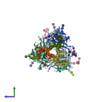 PDB entry 4uo0 coloured by chain, side view.