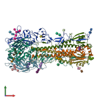 PDB entry 4uo1 coloured by chain, front view.