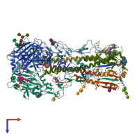 PDB entry 4uo1 coloured by chain, top view.