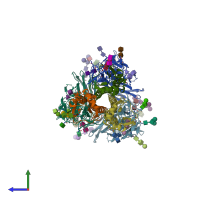 PDB entry 4uo2 coloured by chain, side view.