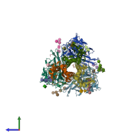 PDB entry 4uo3 coloured by chain, side view.
