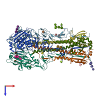 PDB entry 4uo3 coloured by chain, top view.